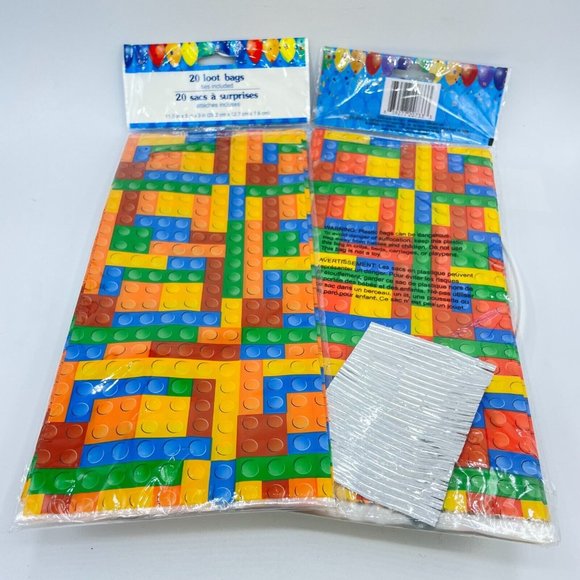 Building Block Birthday Party Lot Table Cover Centerpieces Napkins Loot Bags - Picture 10 of 11